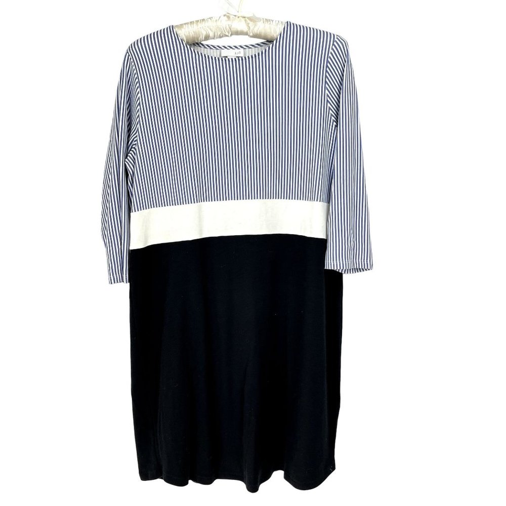 J. Jill Blue White Colorblock Navy Dress Medium Petite Spring Summer Work